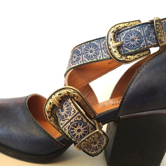 Spring Step, L'artiste Modelista - Navy Blue buckle strappy pump. 39 (8 to 8.5) - Picture 8 of 11